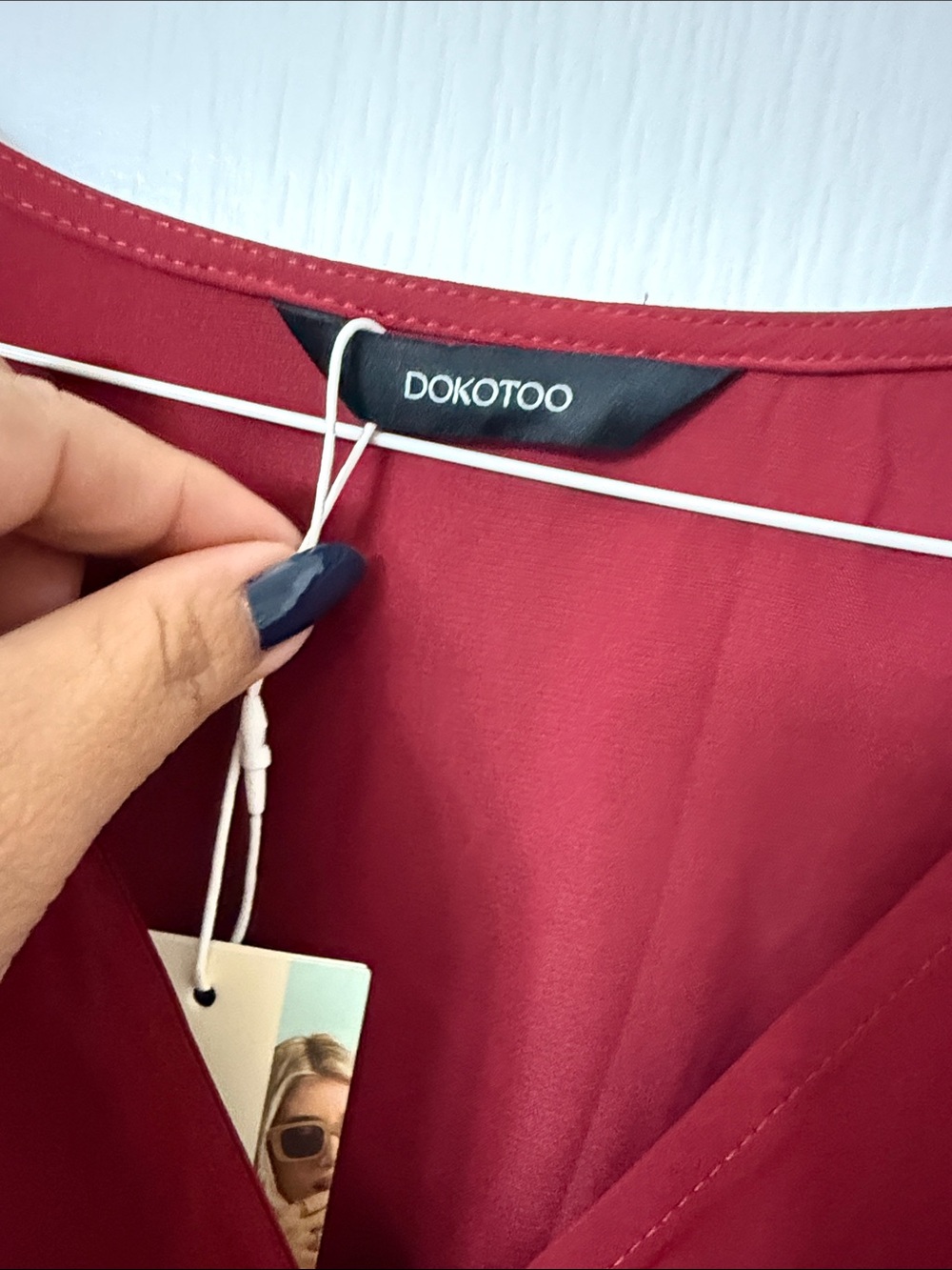 Dokotoo Wrap V-Neck Empire Waist Maxi Dress Lantern Sleeve Ruched Slit Red XL - Picture 4 of 8